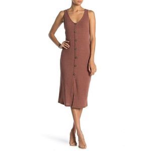 LUSH Clay Button Down Tank Midi Dress Knit S NWT